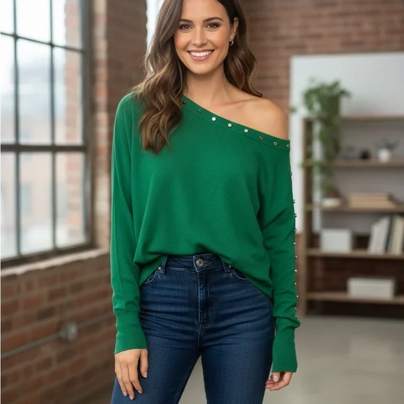 Liu Jo off shoulder Green Sweater - Picture 6 of 6